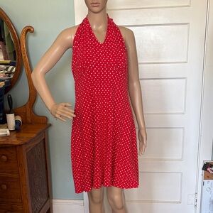 Talbots Red and White Polka Dot Halter Dress Size L
